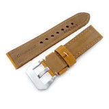 Strapcode Leather Watch Strap 22mm MiLTAT Camel Brown Nubuck Leather Watch Band, Beige Stitching