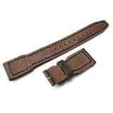 Strapcode Leather Watch Strap 22mm MiLTAT Pull Up Leather Chestnut Brown IWC Big Pilot replacement Strap, Charcoal Grey Wax Hand Stitching