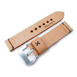 Strapcode Leather Watch Strap MiLTAT Zizz Collection 22mm Braided Calf Leather Watch Strap, LV Beige, Dark Grey Stitches