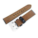 Strapcode Carbon Fibre Watch Strap 22mm MiLTAT Glossy Genuine Carbon Fiber Watch Band, Orange Stitching, XL