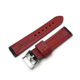 Strapcode Leather Watch Strap 22mm MiLTAT Zizz Collection Brown Fur & Calf Watch Strap Red Wax Hand Stitching
