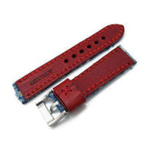 Strapcode Fabric  Watch Strap 22mm MiLTAT Zizz Collection Distressed Denim Watch Strap Red Wax Hand Stitching