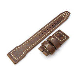 Strapcode Leather Watch Strap 22mm MiLTAT Douglas Greenish Brown Pull Up Italian Leather IWC Big Pilot replacement Strap, Rivet Lug