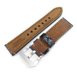 Strapcode Carbon Fibre Watch Strap 22mm MiLTAT Glossy Genuine Carbon Fiber Watch Band, Beige Stitching, XL