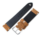 20mm, 21mm, 22mm MiLTAT Saddle Brown Genuine Nubuck Leather Watch Strap, Beige Stitching, Sandblasted Buckle