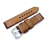 Strapcode Leather Watch Strap 22mm MiLTAT Handmade Vintage Tan Calf Leather Watch Band, Hand Painted, Hand Stitches