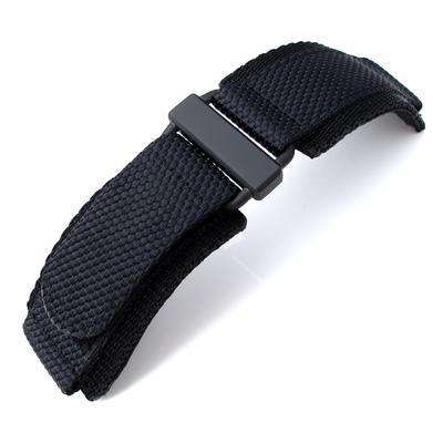 Strapcode Hook and Loop Watch Strap MiLTAT Honeycomb Black Nylon Velcro Fastener Watch Strap for Bell & Ross BR01, PVD Black Buckle