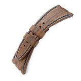 Strapcode Leather Watch Strap Brown Oak Wood Leather of Art Watch Strap Chronograph 44mm models