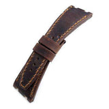 Strapcode Leather Watch Strap Dark Brown Chesse Holes Leather of Art Watch Strap, Brown Wax thread, custom made for Audemars Piguet Royal Oak Offshore