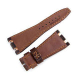 Strapcode Leather Watch Strap Dark Brown Chesse Holes Leather of Art Watch Strap, Brown Wax thread, custom made for Audemars Piguet Royal Oak Offshore