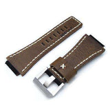 Strapcode Fabric Watch Strap MiLTAT Black Canvas Bell & Ross BR01 Type Replacement Watch Strap, Beige Wax Stitching