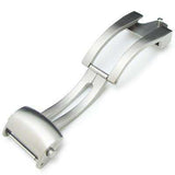 18mm or 20mm Deployment Buckle / Clasp 316L Solid Stainless Steel for Leather Watch Strap (Brush)