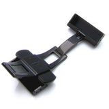 20mm, 22mm, 24mm Deployment Buckle / Clasp, IP Polish Black Stainless Steel with Release Button