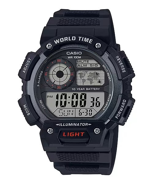 Casio Watch Model ILLUMINATOR WORLDTIME 	AE-1400WH-1A-0