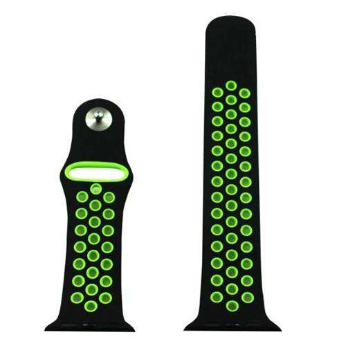 Apple iWatch Watch Strap Black/Green Sports Silicone 38mm and 42mm