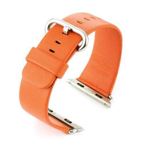 Apple iWatch Watch Strap Orange Leather 38mm and 42mm