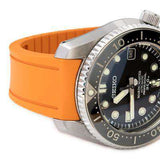 20mm Crafter Blue - Orange Rubber Curved Lug Watch Band for Seiko MM300 Prospex Marinemaster SBDX001