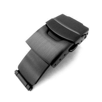 18mm PVD Black Plated Push Button Watch Band Diver Clasp