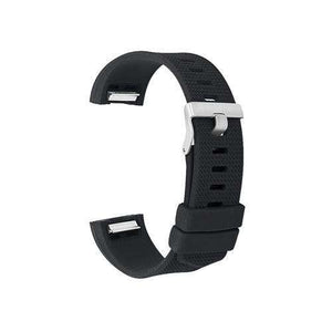 Watch Strap for FITBIT CHARGE Black Silicone Rubber Sizes Small and Large