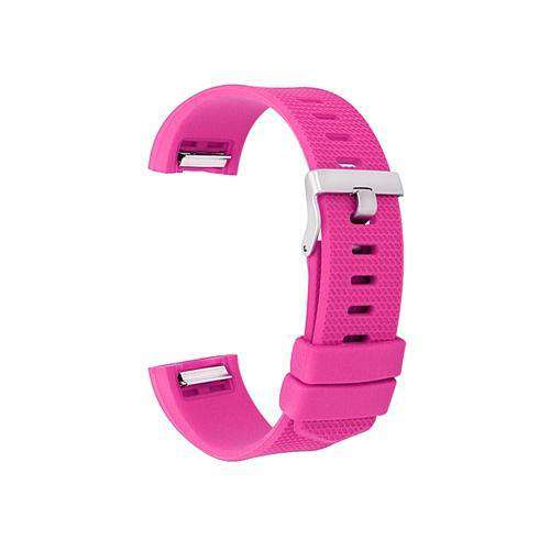 Watch Strap for FITBIT CHARGE Hot Pink Silicone Rubber Sizes Small and Large