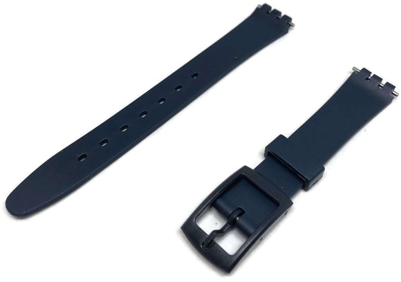 Swatch Style Resin Watch Strap Blue 12mm and 17mm with Plastic Buckle