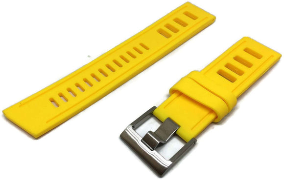 Yellow Isofrane Style Diving Watch Strap Vintage Ladder Style Size Stainless Steel Buckle