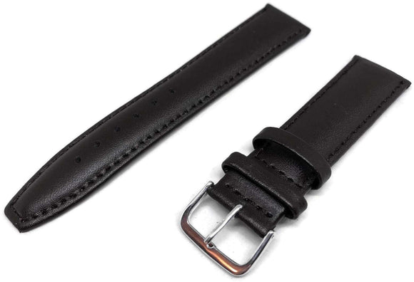 Calf Leather Watch Strap Dark Brown Padded Classic Style Size 8mm to 20mm