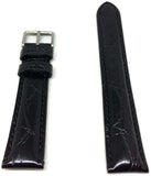 Crocodile Grain Watch Strap Black Calf Leather Stainless Steel Buckle Size 8mm to 30mm