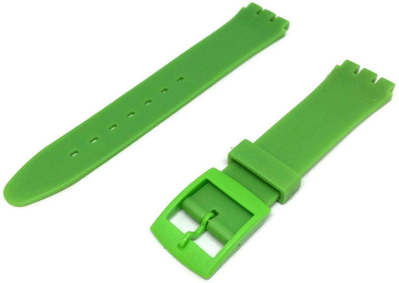 Swatch Style Resin Watch Strap Green with Plastic Buckle Size 17mm