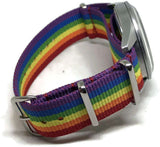 N.A.T.O G10 Zulu Watch Strap Rainbow Colours 18mm and 20mm Brushed Stainless Steel Buckle