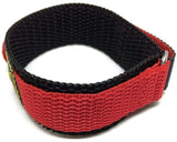 Velcro Watch Strap Red with Stainless Steel Ring and Sport Badge 14mm and 18mm