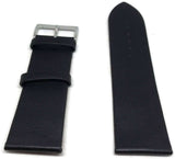 Calf Leather Watch Strap Black Extra Long Chrome Buckle 12mm to 30mm