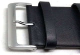 Calf Leather Watch Strap Black Extra Long Chrome Buckle 12mm to 30mm