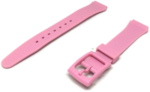 Pink Rubber Lightweight Watch Strap with Coloured Buckle Size 14mm and 18mm