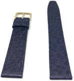 Calf Leather Watch Strap Buffalo Grain Blue Vegetable Leather Gold Buckle