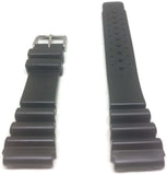 Extra Long Diving Watch Strap Black Thick Rubber Stainless Steel Buckle Sizes 18mm to 24mm
