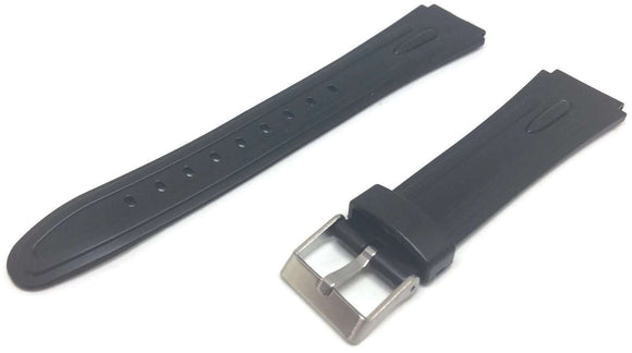 Black Rubber Diving Watch Strap 18mm with Stainless Steel Buckle