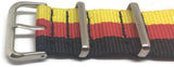 NATO Zulu G10  Watch Strap Black Red Yellow German Flag Stainless Buckle