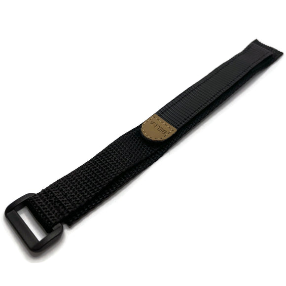 Velcro Watch Strap Black Plastic Ring 18mm, Black, Navy and Olive