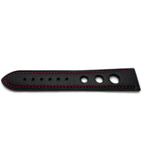 Grand Prix Rally Watch Strap Black Calf Leather with Red Coloured Stitching