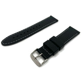 Sports and Leisure Rubber Watch Strap Black with Colour Stitching