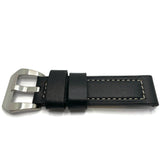 Panerai Style Watch Strap Black Smooth Grain Stainless Steel Buckle Size 20mm,22mm,24mm