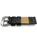 Panerai Style Watch Strap Black Smooth Grain Stainless Steel Buckle Size 20mm,22mm,24mm