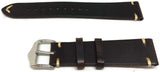Calf Leather Watch Strap Black Distressed Leather Vintage Style Size 20mm and 22mm