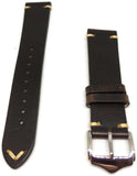 Calf Leather Watch Strap Black Distressed Leather Vintage Style Size 20mm and 22mm