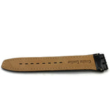 Swatch Style Black Leather Watch Strap Smooth Grain  20mm Overall 24mm