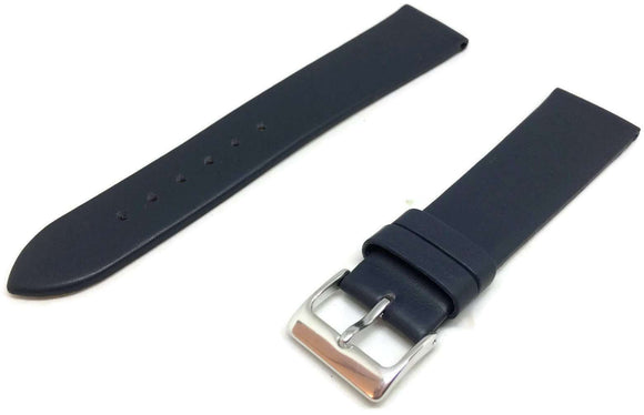 Calf Leather Watch Strap Dark Blue Chrome Buckle Sizes 12mm to 30mm