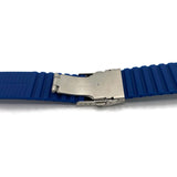 Rubber Watch Strap Royal Blue with Tread Pattern and 3 Fold Clasp 20mm and 22mm