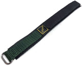 Hook and Loop Fabric Watch Strap Green with Stainless Steel Ring 14mm and 18mm