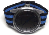 Nylon Watch Strap 2 Stripe Blue and Black 14mm to 20mm Stainless Steel Buckle